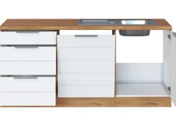 Held Möbel Winkelküche 240 cm - 270 cm Matt Weiß-Wotaneiche ohne E-Geräte