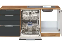 Held Möbel Winkelküche 240 cm - 180 cm Matt Grau-Wotaneiche