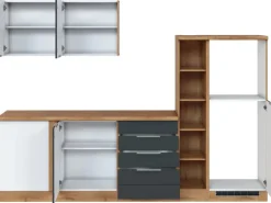 Held Möbel Winkelküche 240 cm - 270 cm Matt Grau-Wotaneiche ohne E-Geräte