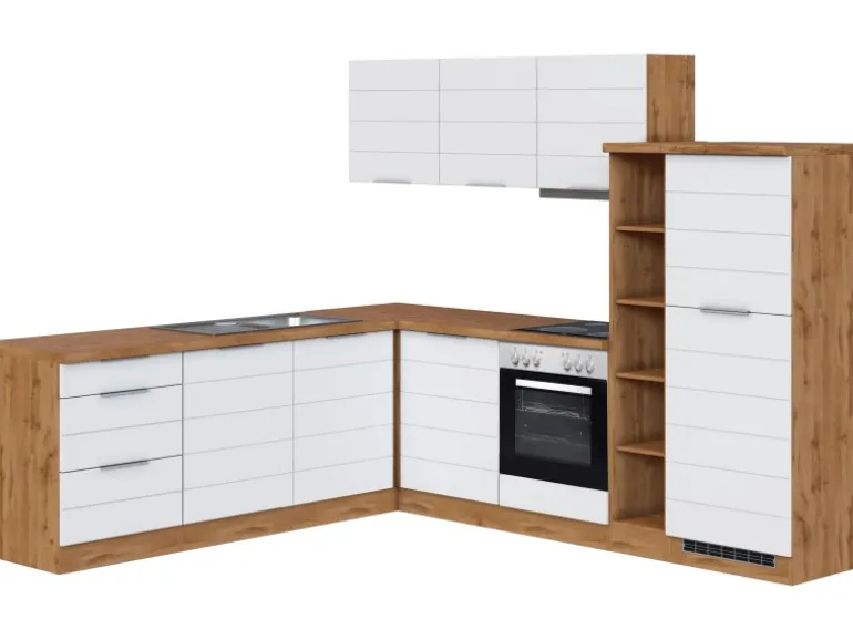 Held Möbel Winkelküche 240 cm - 270 cm Matt Weiß-Wotaneiche