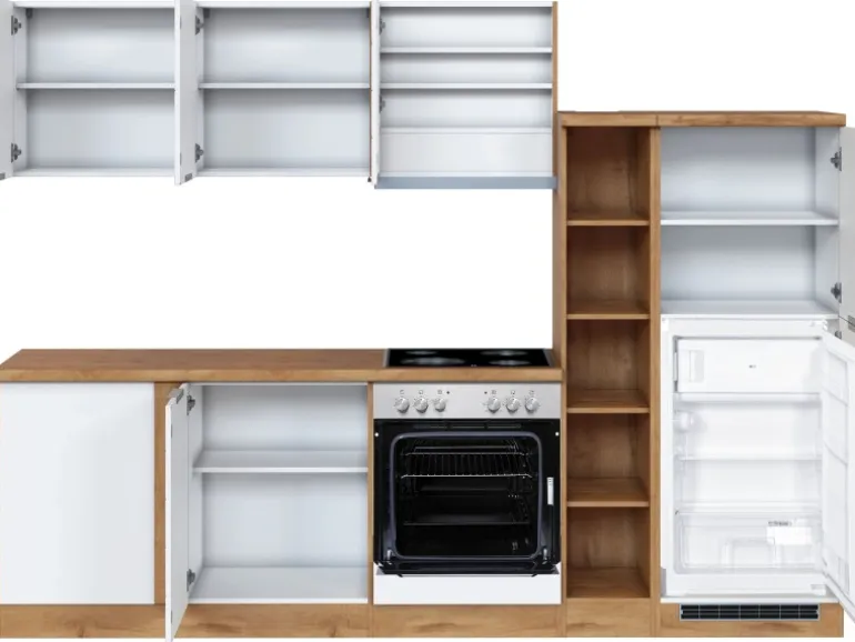 Held Möbel Winkelküche 240 cm - 270 cm Matt Weiß-Wotaneiche