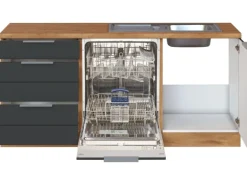 Held Möbel Winkelküche 240 cm - 270 cm Matt Grau-Wotaneiche