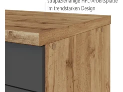 Held Möbel Winkelküche 240 cm - 180 cm Matt Grau-Wotaneiche ohne E-Geräte