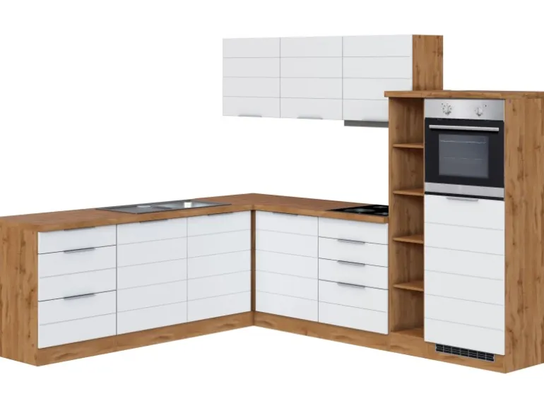 Held Möbel Winkelküche 240 cm - 270 cm Matt Weiß-Wotaneiche