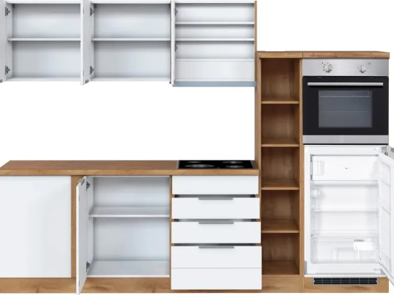 Held Möbel Winkelküche 240 cm - 270 cm Matt Weiß-Wotaneiche