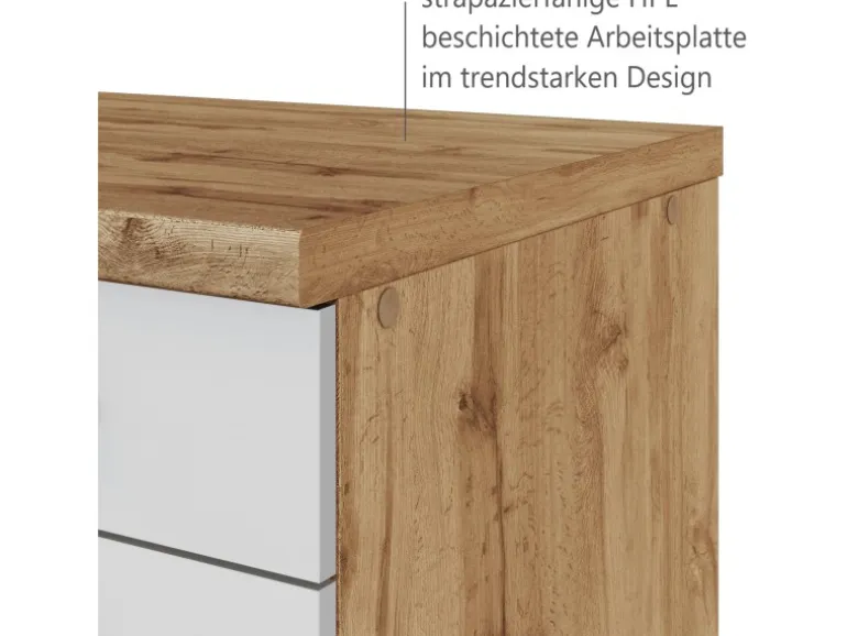 Held Möbel Winkelküche 240 cm - 270 cm Matt Weiß-Wotaneiche