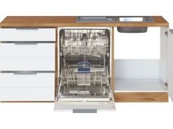 Held Möbel Winkelküche 240 cm - 180 cm Matt Weiß-Wotaneiche