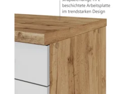 Held Möbel Winkelküche 240 cm - 180 cm Matt Weiß-Wotaneiche