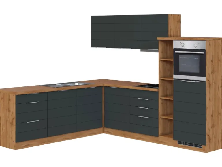 Held Möbel Winkelküche 240 cm - 270 cm Matt Grau-Wotaneiche