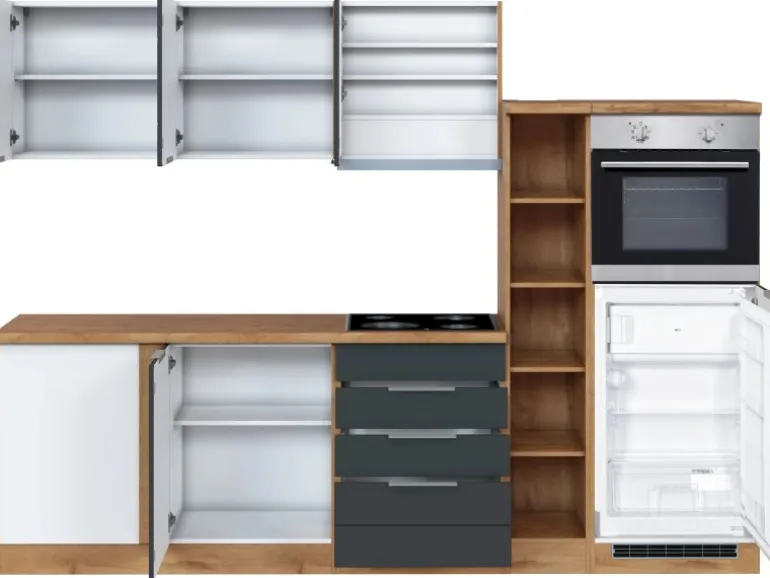 Held Möbel Winkelküche 240 cm - 270 cm Matt Grau-Wotaneiche