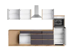 Held Möbel Winkelküche Turin 300 x 240 cm Graphit-Wotaneiche mit E-Geräten