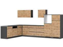 Held Möbel Winkelküche Turin 360 x 240 cm Wotaneiche-Graphit ohne E-Geräte