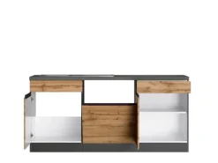 Held Möbel Winkelküche Turin 360 x 240 cm Wotaneiche-Graphit ohne E-Geräte