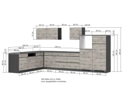 Held Möbel Winkelküche Turin 360 x 240 cm Wotaneiche-Graphit ohne E-Geräte