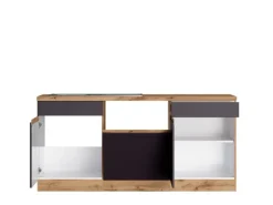 Held Möbel Winkelküche Turin 240 x 240 cm Graphit-Wotaneiche ohne E-Geräte