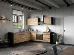 Held Möbel Winkelküche Turin 240 x 240 cm Wotaneiche-Graphit ohne E-Geräte