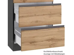 Held Möbel Winkelküche Turin 300 x 240 cm Wotaneiche-Graphit mit E-Geräten