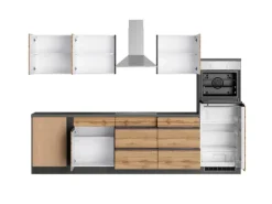 Held Möbel Winkelküche Turin 300 x 240 cm Wotaneiche-Graphit mit E-Geräten
