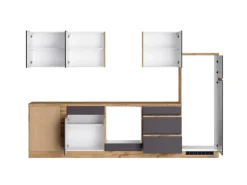 Held Möbel Winkelküche Turin 240 x 300 cm Graphit-Wotaneiche ohne E-Geräte