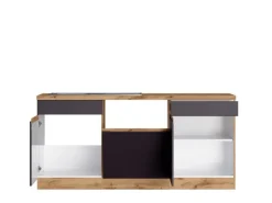 Held Möbel Winkelküche Turin 240 x 300 cm Graphit-Wotaneiche ohne E-Geräte