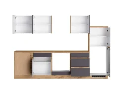 Held Möbel Winkelküche Turin 240 x 300 cm Graphit-Wotaneiche ohne E-Geräte