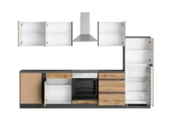 Held Möbel Winkelküche Turin 240 x 300 cm Wotaneiche-Graphit mit E-Geräten