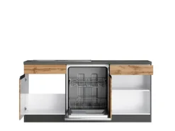 Held Möbel Winkelküche Turin 240 x 300 cm Wotaneiche-Graphit mit E-Geräten