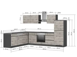 Held Möbel Winkelküche Turin 240 x 300 cm Wotaneiche-Graphit mit E-Geräten