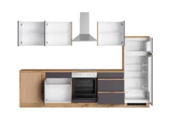 Held Möbel Winkelküche Turin 240 x 300 cm Graphit-Wotaneiche mit E-Geräten