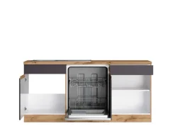 Held Möbel Winkelküche Turin 240 x 300 cm Graphit-Wotaneiche mit E-Geräten