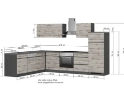 Held Möbel Winkelküche Turin 240 x 300 cm Graphit-Wotaneiche mit E-Geräten