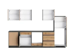 Held Möbel Winkelküche Turin 240 x 300 cm Wotaneiche-Graphit ohne E-Geräte