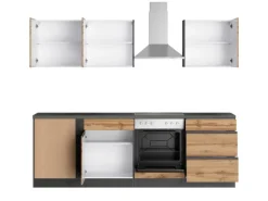 Held Möbel Winkelküche Turin 240 x 240 cm Wotaneiche-Graphit mit E-Geräten