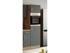 Held Möel Küchen-Ofen-Kühlschr.umau Sorrento 60x 200x T60cm Anthraz.-WotanEiche