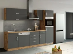 Held Möel Küchen-Ofen-Kühlschr.umau Sorrento 60x 200x T60cm Anthraz.-WotanEiche