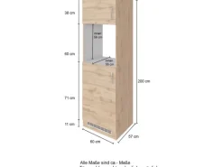 Held Möel Küchen-Ofen-Kühlschr.umau Sorrento 60x200xT60cm WotanEiche-Grafit