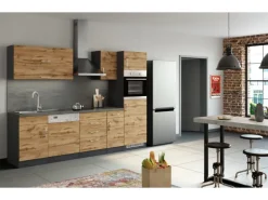 Held Möel Küchen-Ofen-Kühlschr.umau Sorrento 60x200xT60cm WotanEiche-Grafit
