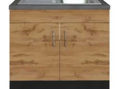 Held Möel Küchen-Spülenschrank Sorrento 100x85xT60cm 2 Türen WotanEiche-Grafit