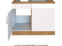Held Möel Küchen-Spülzentrum Sorrento 110x85x60cm Tür lende Sockel Weiß-W.Eiche