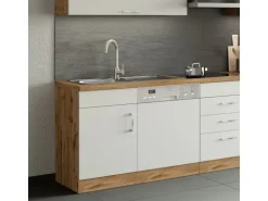 Held Möel Küchen-Spülzentrum Sorrento 110x85x60cm Tür lende Sockel Weiß-W.Eiche
