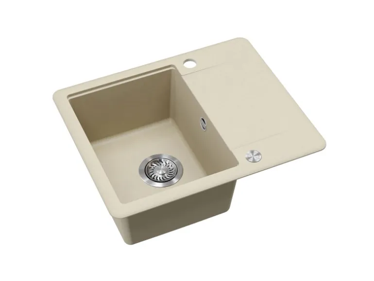 Helika Einbauspüle Esta 56 cm x 46 cm Elfenbein inkl. Druckknopfventil