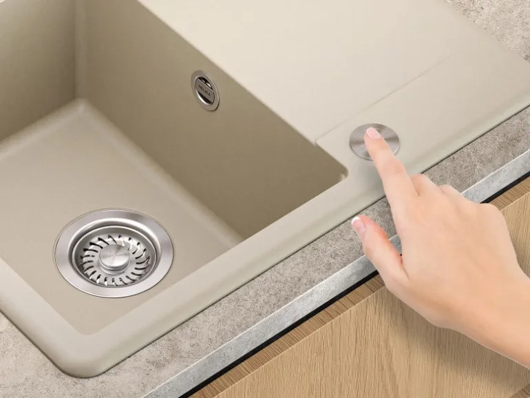 Helika Einbauspüle Esta 56 cm x 46 cm Elfenbein inkl. Druckknopfventil