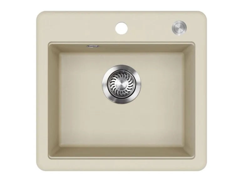 Helika Einbauspüle Esta 47 cm x 44 cm Elfenbein inkl. Druckknopfventil