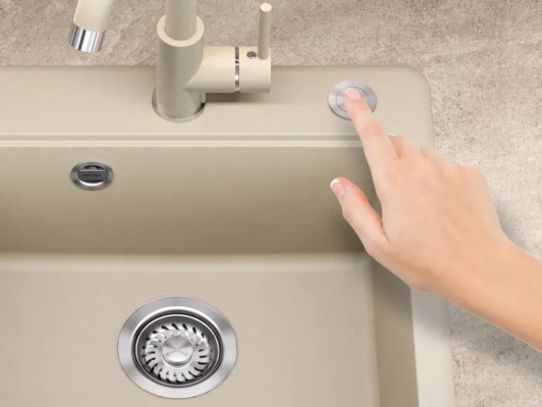 Helika Einbauspüle Esta 47 cm x 44 cm Elfenbein inkl. Druckknopfventil