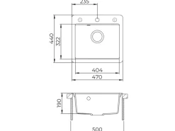 Helika Einbauspüle Esta 47 cm x 44 cm Elfenbein inkl. Druckknopfventil