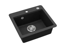 Helika Einbauspüle Esta 47 cm x 44 cm Schwarz inkl. Druckknopfventil