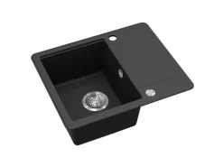 Helika Einbauspüle Esta 56 cm x 46 cm Schwarz inkl. Druckknopfventil