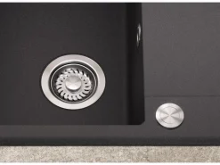 Helika Einbauspüle Esta 56 cm x 46 cm Schwarz inkl. Druckknopfventil