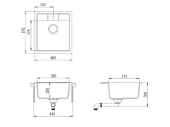 Helika Einbauspüle Granitverbundstoff Nova 46 cm x 51 cm Graphit