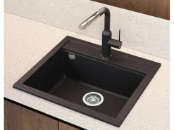 Helika Einbauspüle Granitverbundstoff Quadro 56 cm x 51 cm Schwarz
